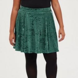 Forest Green Crushed Velvet Skirt